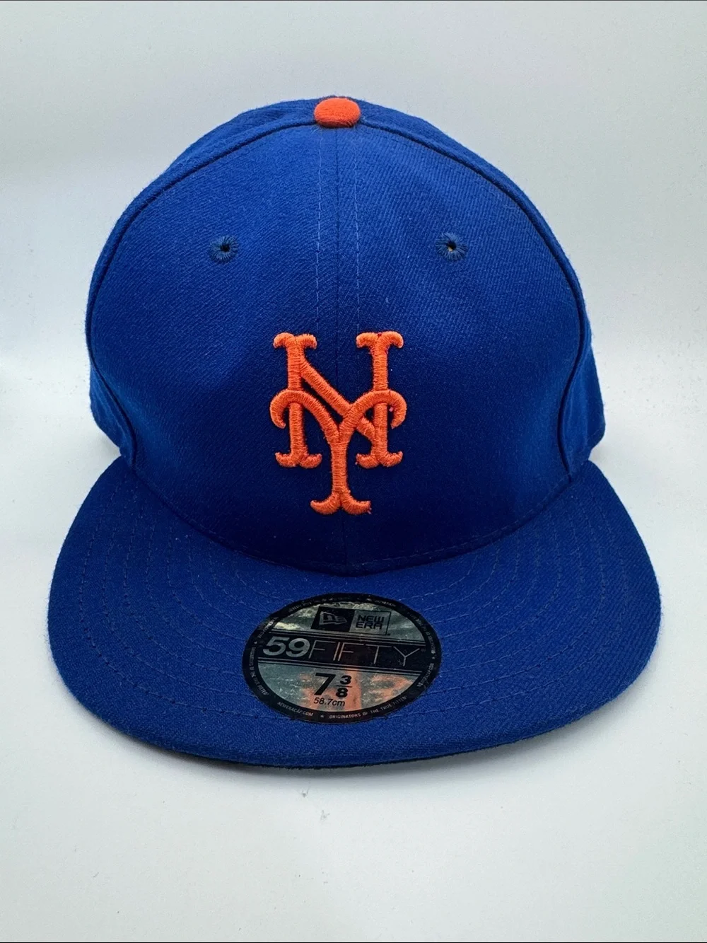 New York Mets Classic Fitted Blue Orange Cap (New Era 59 FFTY) Hat 7 3/8